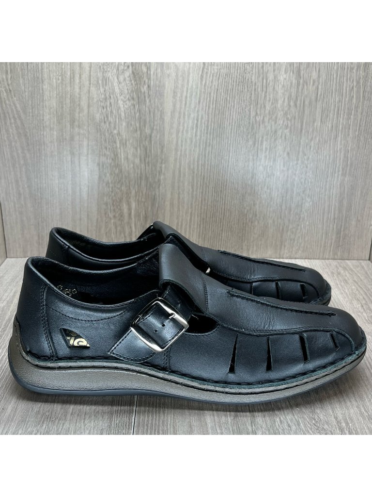 Reiker Shoes Mens Sz 44 Us 10.5 Anti Stress Fisherman Comfort Leather Black